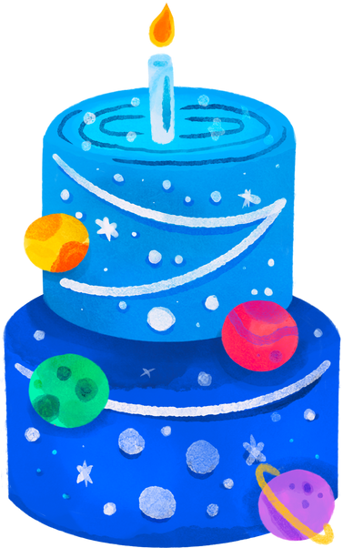 Watercolor Outer Space Birthday Cake